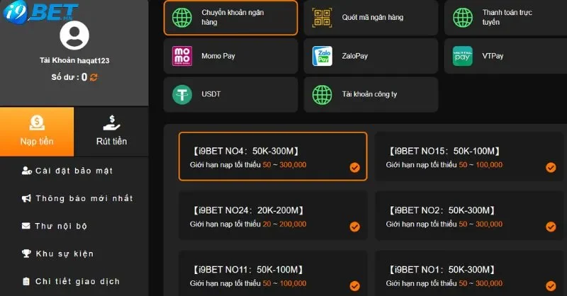 Nạp tiền i9bet Nạp tiền i9bet