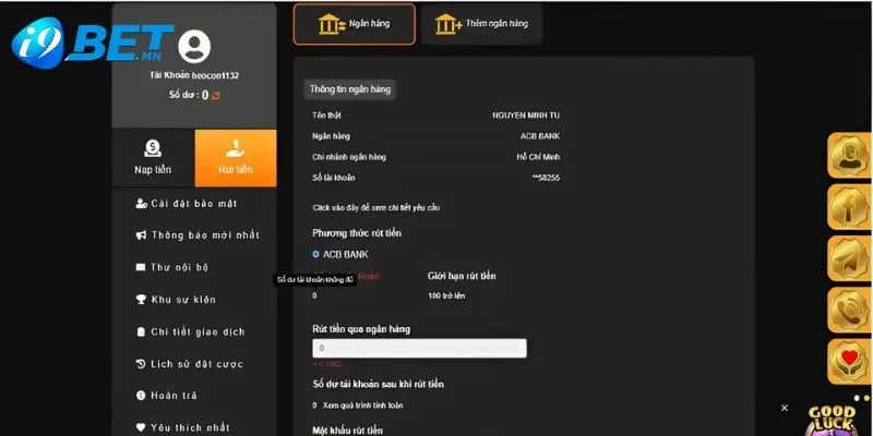 Rút tiền i9bet 2 Rút tiền i9bet thông qua trang web đơn giản